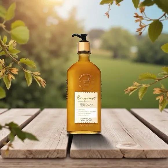 Bath & Body Works- BERGAMOT Essential Oil Lotion –Glass Bottle – RARE HTF- NEW - Picture 2 of 6